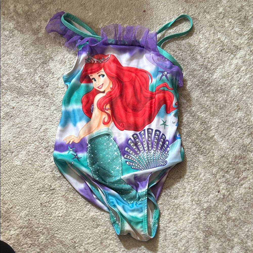 Disney Little Mermaid Ariel One-Piece Swimsuit - Teal, Purple, Red
